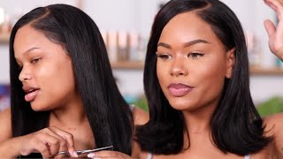 GLUELESS WIG  EASY HAIR amp MAKEUP GLAM TRANSFORMATION  Arnellarmon [upl. by Ehpotsirhc]