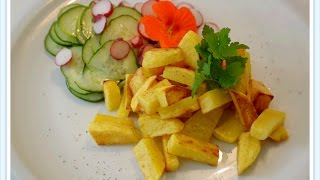 Gebratene Kartoffeln mit Gurken Radieschensalat  Vegan Glutenfrei [upl. by Hedve]