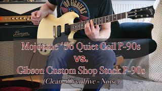 Mojotone 56 Quiet Coil P90 Pickups vs Gibson CS Stock P90s [upl. by Anuqahs]