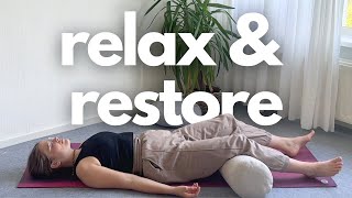 10 min restorative yoga with pillows  relax amp restore [upl. by Sturges]