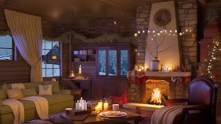 Christmas Ambience 🎄  Winter Cozy Cabin in Snowfall with Crackling Fireplace Sound [upl. by Rakabuba]