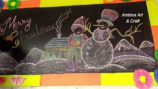 christmas board decoration ideas for school Christmas Blackboard decoration [upl. by Ernesta]