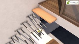 Escalier flottant  suspendu en Kit Sydney  wwwupstairs24fr [upl. by Drarig]