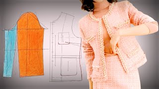 샤넬 트위드 쟈켓 패턴 제도하기패턴 만들기 Drafting the Chanel tweed jacket pattern Making the pattern [upl. by Alyhc]