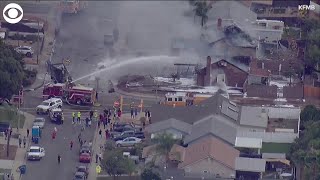 At least 2 dead in Southern California plane crash in residential area [upl. by Ahselaf99]