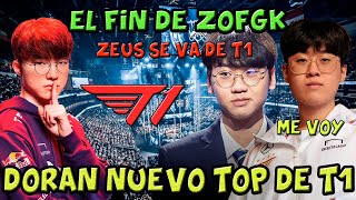 Fin de ciclo T1 ZOFGK se separa  Zeus abandona T1 y Doran será su sustituto [upl. by Jules]