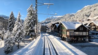 Winter Special Grindelwald to Interlaken Switzerland  Cab Ride  Train Driver View  4K 60 fps [upl. by Ahsiakal]