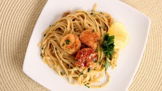 Scallop Scampi over Linguine Recipe  Laura Vitale  Laura in the Kitchen Episode 534 [upl. by Samohtnhoj]