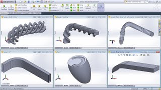 SolidWorks Swept BossBase  Swept Cut Tutorial  Guide Curves Multiple Paths Twist Along Path [upl. by Gurney847]