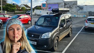 Autumn rain storm stealth camping In COOP carpark  VAN LIFE WALES [upl. by Jordana368]