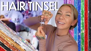 how to tie hair tinsel without tools or beads for beginners  2024 [upl. by Mcallister]