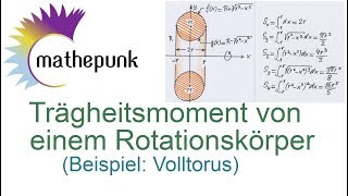 Trägheitsmomente von Rotationskörpern Beispiel Volltorus [upl. by Anaira]