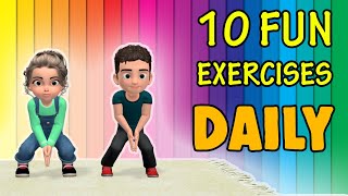 10 Fun Daily Exercise For Kids To Do At Home [upl. by Opalina]