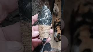 Obsidian Haskett survival knife knife flintknapping obsidian [upl. by Ayr]