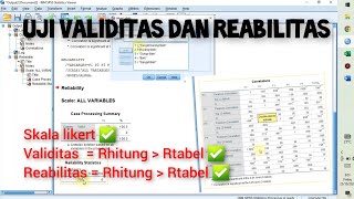 UJI VALIDITAS DAN UJI REABILITAS ANGKET SKALA LIKERT  SPSS [upl. by Dnaloy275]