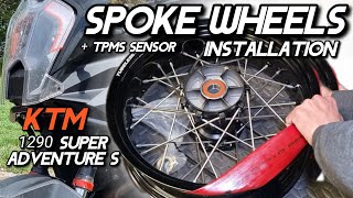 KTM OFFROAD SPOKE WHEELS  TPMS SENSOR INSTALLATION on KTM 1290 Super Adventure S motorcycle [upl. by Leveroni]