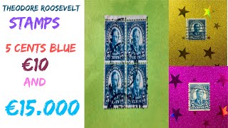 15000 Roosevelt stamp 5cents blue 1922 josershina in world [upl. by Edijabab]