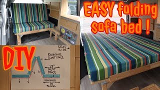 Van conversion BED Folding sofa bed DESIGN DIY and EASY [upl. by Coleman]