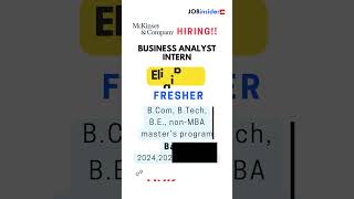 McKinsey Hiring Fresher for Business Analyst Internship Across India  applynow dreamjob [upl. by Lenhart639]