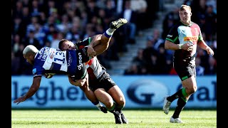 Harlequins Andre Esterhuizen puts in dominant tackle on Bath and England centre Ollie Lawrence [upl. by Wickner]