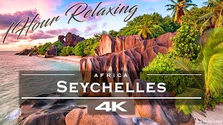 Seychelles 🇸🇨  by drone 4K  1 hour relaxing video [upl. by Tnirb930]