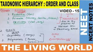 Taxonomic Hierarchy  Order and Class  The Living World NCERT Notes  NEET 2021 [upl. by Willing950]