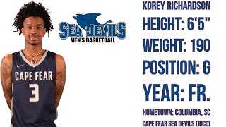 Korey Richardson  3 Height 65quot Weight 190Year FrHometown Columbia SC Position PG [upl. by Boccaj]