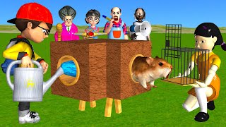 Scary Teacher 3D vs Squid Game Trying Catch Rodent Mouse in Wooden Pipe to Cage 5 Times Challenge [upl. by Ydnec]