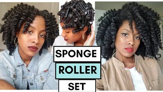 how i curl my hair  bangs with retro sponge rollers  heat free damage free waves [upl. by Harikahs277]