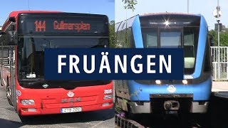 Tåg och buss vid Fruängen tunnelbana i södra Stockholm 2019 [upl. by Akselaw]