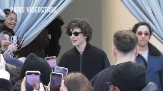 Timothee Chalamet swarmed by fans  Paris Fashion Week 21 January 2023 show Loewe [upl. by Barbabas]