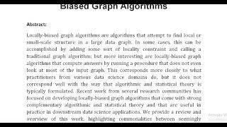 An Optimization Approach to Locally Biased Graph Algorithms [upl. by Adnilak]