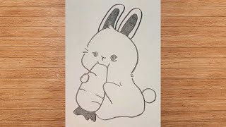 Very Easy Rabbit Drawing  How To Draw A Rabbit Step By Step  Very Easy Rabbit Drawing [upl. by Anelleh]