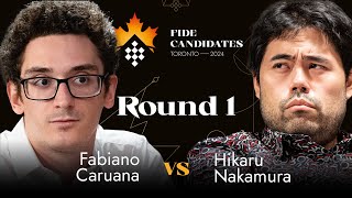 Fabiano Caruana  Hikaru Nakamura  FIDE Candidates 2024 [upl. by Anialem]