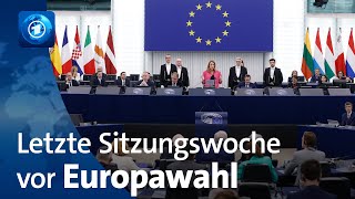 EUParlament Letzte Sitzungswoche vor Europawahl [upl. by Orlina]