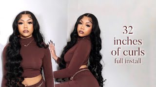 32 inches of curls super melted hd lace  full install  asteria hair [upl. by Irv]