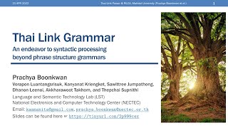 Thai Link Grammar An Endeavor to Syntactic Processing beyond Phrase Structures [upl. by Anyal]