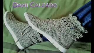 🌷😉😘 hoy te traigo COMODISIMOS Botines a CROCHET calados mod 103 [upl. by Chandos]