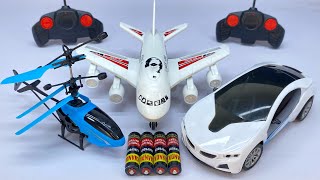 New RadioControl RC Flying Helicopter with RC A380 Aircraft and 3D Light RC Car Unboxing and Testing [upl. by Kisor]