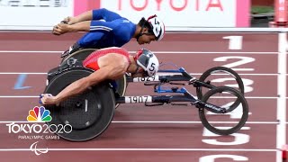 Daniel Romanchuk comes from behind for photo finish gold medal in T54 400m  NBC Sports [upl. by Leunamne]