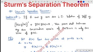 Sturms Separation TheoremODEBScMSc [upl. by Weissman239]