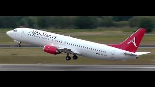 AlbaStar Boeing 7374K5 ECLNC taxiing and takeoff at Berlin Tegel airport [upl. by Fontana]