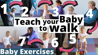 How to teach your baby to walk in 7 steps ★ 912 months ★ Baby Exercises Activities amp Development [upl. by Cressida]