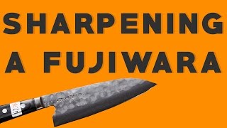 How To Sharpen a Handmade Fujiwara Santoku Knife on Water Stones [upl. by Kwan]