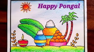 Pongal Drawing Easy  How to Draw pongal Festival Drawing Happy Pongal Drawing Pongal Pot drawing [upl. by Hare]