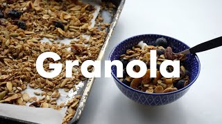 Easy Granola Recipe  Not Too Sweet Granola [upl. by Esinehc]