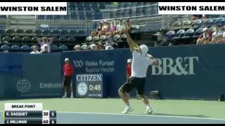 John Millman vs Richard Gasquet Highlights WINSTON SALEM 2016 [upl. by Klenk]