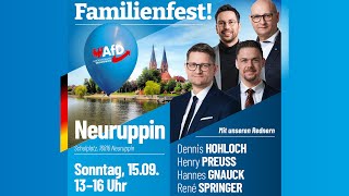 AfD Familienfest in Neuruppin mit R Springer D Hohloch H Gnauck und H Preuss [upl. by Meean]