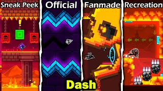 Dash Sneak Peek VS Official VS Fanmade VS Recreation  Geometry Dash 22 [upl. by Ressay]