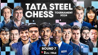 Tata Steel Chess 2024 Round 7  Anish Pragg Vidit Gukesh  Live Commentary by Amruta [upl. by Hamer950]